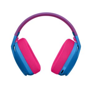 logitech g435 auriculares gaming inalambricos diadema ajustable bluetooth lightspeed 2 microfonos color azul y frambuesa