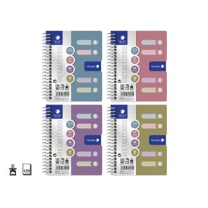 golden pack de 12 cuadernos a6 120 hojas 90gr cuadricula 5x5 tapa polipropileno 4 separadores colores metalizados surtidos