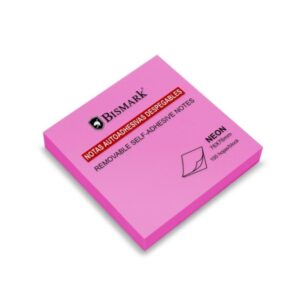 bismark bloc de 100 notas adhesivas 76x76mm color magenta neon