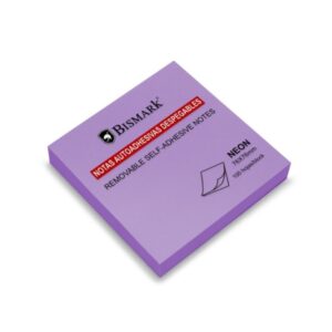 bismark bloc de 100 notas adhesivas 76x76mm color morado neon