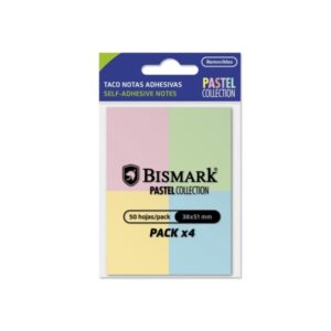 bismark pack de 4 blocs de 50 notas adhesivas 38x51mm 4 colores pastel