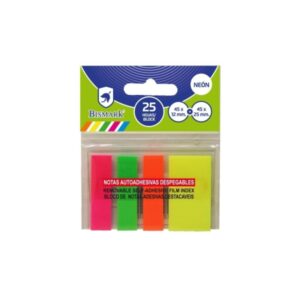 bismark pack de 100 indices adhesivos 3x 45mm x 12mm y 1x 45mm x 24mm colores neon surtidos