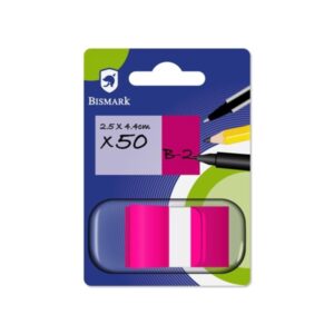 bismark dispensador con 50 marcadores reposicionables 44 x 25mm para marcar, señalar o destacar informacion color rosa