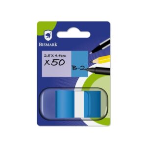 bismark dispensador con 50 marcadores reposicionables 44 x 25mm para marcar, señalar o destacar informacion color azul