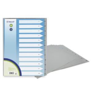 bismark indice numerico con pestañas del 1 al 12 multitaladro formato a4 fabricados en polipropileno color gris
