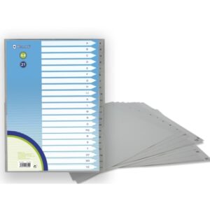 bismark indice numerico con pestañas del 1 al 21 multitaladro formato a4 fabricados en polipropileno color gris