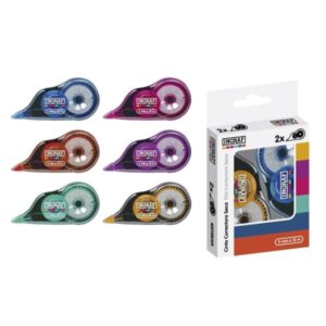 ingraf mediterraneo pack de 2 cintas correctoras 5mmx12m perfecta adherencia al papel cuerpo de colores surtidos