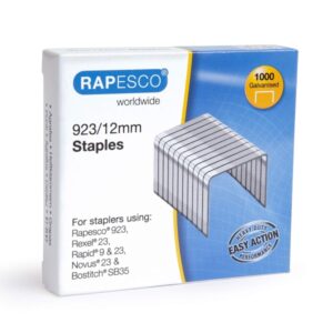 rapesco caja de 1000 grapas 923/12 alambre reforzado galvanizado patilla de 12mm