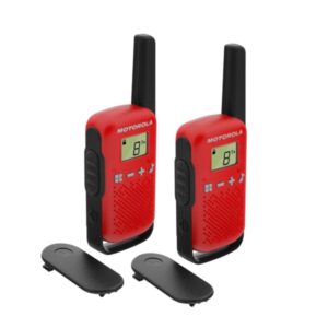 motorola t42 pack 2 walkie talkies 16 canales pmr446 alcance hasta 4km autonomia hasta 18h color rojo
