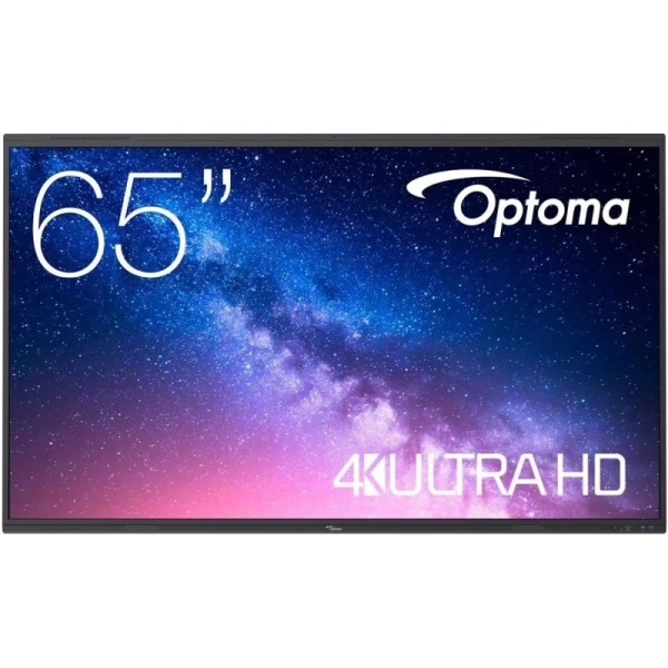 optoma creative touch serie 5 pantalla interactiva tactil 65" ultrahd 4k tiempo de respuesta 6ms 32 puntos tactiles simultaneos hdmi, vga, displayport, usb a, c, rj 45 android 13