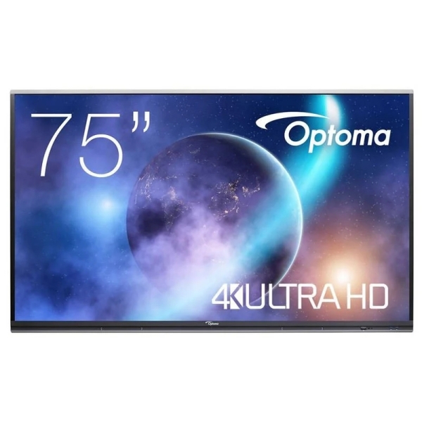 optoma creative touch serie 5 pantalla interactiva tactil 75" ultrahd 4k certificacion google edla tiempo de respuesta 6ms 32 puntos tactiles simultaneos hdmi, vga, displayport, usb a, c, rj 45 android 13