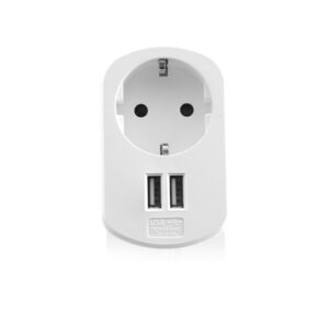 ewent cargador de pared 2xusb a + toma de corriente 17w color blanco
