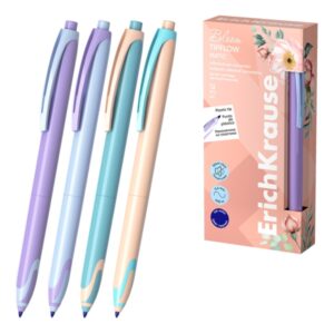 erichkrause bloom tipflow matic pastel boligrafo retractil punta de bola 0.5mm trazo de 0.4mm tinta azul cuerpo en colores pastel