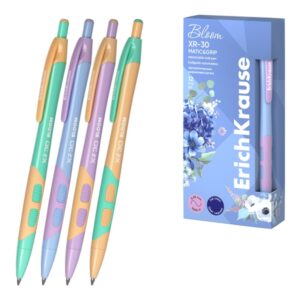 erichkrause bloom xr 30 matic&grip pastel boligrafo retractil punta de bola 0.7mm trazo de 0.35mm tinta azul grip de agarre cuerpo en colores pastel