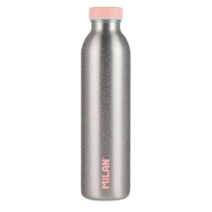milan serie silver botella isotermica 0.59l doble pared de acero inoxidable liquidos calientes hasta 12h, frios hasta 24h color plata/rosa