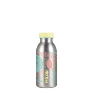 milan serie silver botella isotermica 0.35l doble pared de acero inoxidable liquidos calientes hasta 12h, frios hasta 24h color plata/amarillo