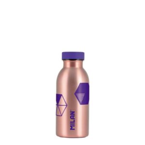 milan serie copper botella isotermica 0.35l doble pared de acero inoxidable liquidos calientes hasta 12h, frios hasta 24h color bronce/lila