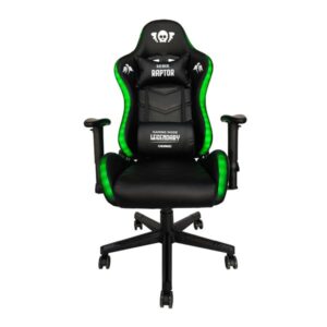 cromad serie raptor legendary silla gaming altura regulable con piston de gas clase 2 reclinable hasta 180º cojines lumbar y cervical ruedas de nailon de 60mm iluminación rgb color negro