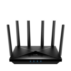 cudy router wifi 7 2.5g dual band be6500 velocidad hasta 1000mbps 4 puertos 6 antenas fijas de 5dbi tecnologia mu mimo color negro