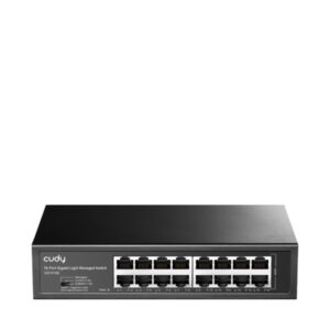 cudy switch gigabit de 16 puertos facil administracion carcasa de metal para montaje en rack plug and play kit de montaje en rack incluido color negro
