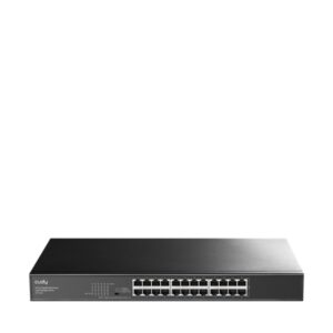 cudy switch gigabit de 24 puertos facil administracion carcasa de metal para montaje en rack plug and play kit de montaje en rack incluido color negro