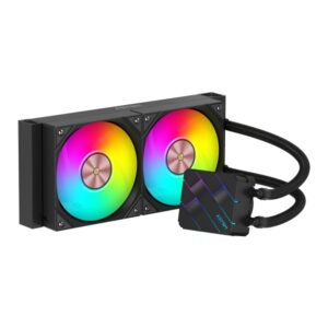 abysm oceanic tide 240 argb kit de refrigeracion liquida 2 ventiladores de 120mm iluminacion argb bomba 2500rpm tubos de 3.4mm color negro