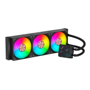 abysm oceanic tide 360 argb kit de refrigeracion liquida 3 ventiladores de 120mm iluminacion argb bomba 2500rpm tubos de 3.4mm color negro