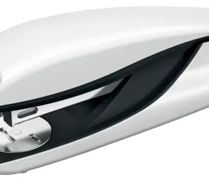 petrus 635 wow grapadora metalica + caja de 200 grapas hasta 30 hojas extraegrapas integrado grapado cerrado, abierto y clavado color blanco metalizado