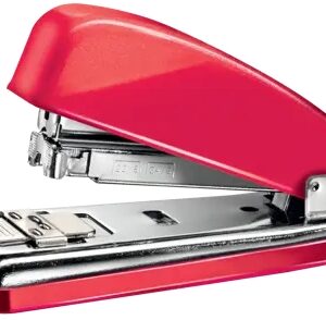 petrus 226 wow grapadora metalica + caja de 200 grapas hasta 30 hojas grapado cerrado, abierto y clavado color rojo metalizado