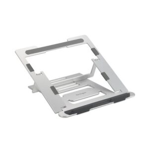 kensington easy riser soporte de aluminio para portatil hasta 16" estructura que facilita la ventilacion 6 ajustes de altura fabricado en aluminio base antideslizante color gris