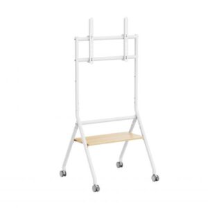 ewent ew1582 soporte de suelo para pantallas interactivas/tv de 37 a 86" bandeja multiusos peso max. 80kg altura ajustable ruedas color blanco