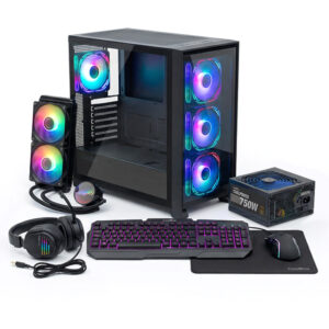 coolbox coo pack gmng pack gaming caja ge2000 + refrigeración liquida infinite liquid240 argb + fuente coolpower 750w + kit gaming xwing 2ares jack 3.5mm + alfombrilla iluminacion led en 3 colores color negro