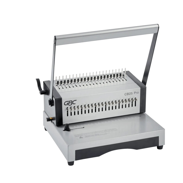gbc combbind cb25 pro encuadernadora manual de canutillo encuaderna hasta 500 hojas a4 puede perforar hasta 25 hojas rapida y sencilla de usar color plata
