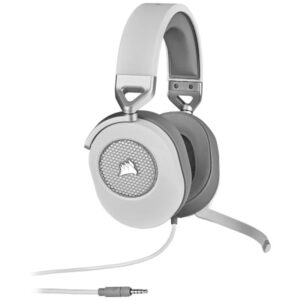 corsair hs65 surround auriculares gaming con microfono multiplataforma sonido envolvente 7.1 certificado discord color blanco