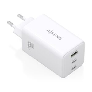 aisens cargador gan 100w 2xusb c pd3.0, qc4.0, qc5.0 1xusb a qc3.0 color blanco