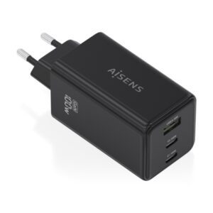 aisens cargador gan 100w 2xusb c pd3.0, qc4.0, qc5.0 1xusb a qc3.0 color negro
