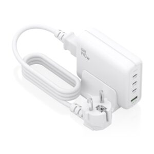 aisens cargador gan 140w 3xusb c pd3.0, qc4.0, qc5.0 1xusb a qc3.0 cable 1.4 metros color blanco