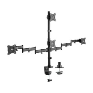 aisens soporte de mesa eco giratorio e inclinable para 4 monitores 10kg (4 pivotes 2 brazos) de 13 27" color negro