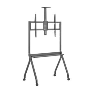 aisens ft86fe 369 pro soporte de suelo para pantallas interactivas/tv de 55 a 100" bandeja multiusos soporte para camara peso max. 120kg altura ajustable ruedas color negro