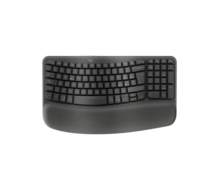 logitech wave keys teclado inalambrico ondulado indicadores luminosos patas ajustables autonomia hasta 36 meses reposa muñecas acolchado
