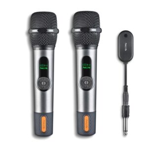 ngs singerstar duo kit 2 microfono inalambrico vocal tipo dinamico sonido potente y claro entrada jack 3.5 y adaptador jack 6.3 alcance hasta 15m autonomia hasta 30h color negro