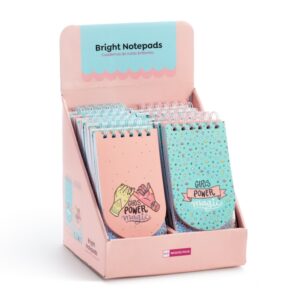 miquel rius back2fun expositor con 12 cuadernos de notas con espiral wire o 80 hojas lisas de papel 80 g/m2 cubiertas con detalles iridiscentes