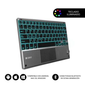subblim teclado retroiluminado ultrafino smart bt touchpad iluminación hasta 7 colores ajustables bluetooth 3.0 autonomia 30 dias color negro
