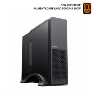 coolbox t313 slim caja torre micro atx, mini itx tamaño hdd 2.5", 3.5" usb 3.0, usb c fuente de alimentacion 500w color negro