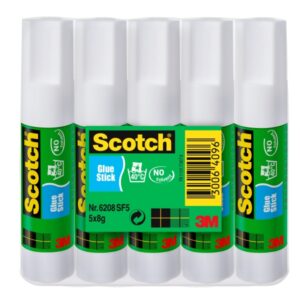 scotch pack de 5 pegamentos en barra adhesivo solido 8gr por unidad color transparente