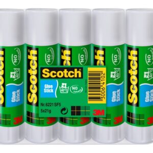 scotch pack de 5 pegamentos en barra adhesivo solido 21gr por unidad color transparente