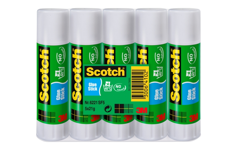 scotch pack de 5 pegamentos en barra adhesivo solido 21gr por unidad color transparente