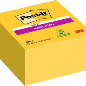 post it super sticky cubo de 350 notas adhesivas reposicionables 76x76mm 100% pefc color amarillo