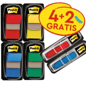 post it index pack de 6 dispensadores con marcadores de indice reposicionables forma rectangular colores surtidos