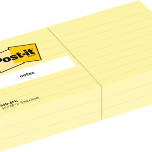 post it pack de 6 blocs de 100 notas con lineas 76x76mm 100% pefc color amarillo claro